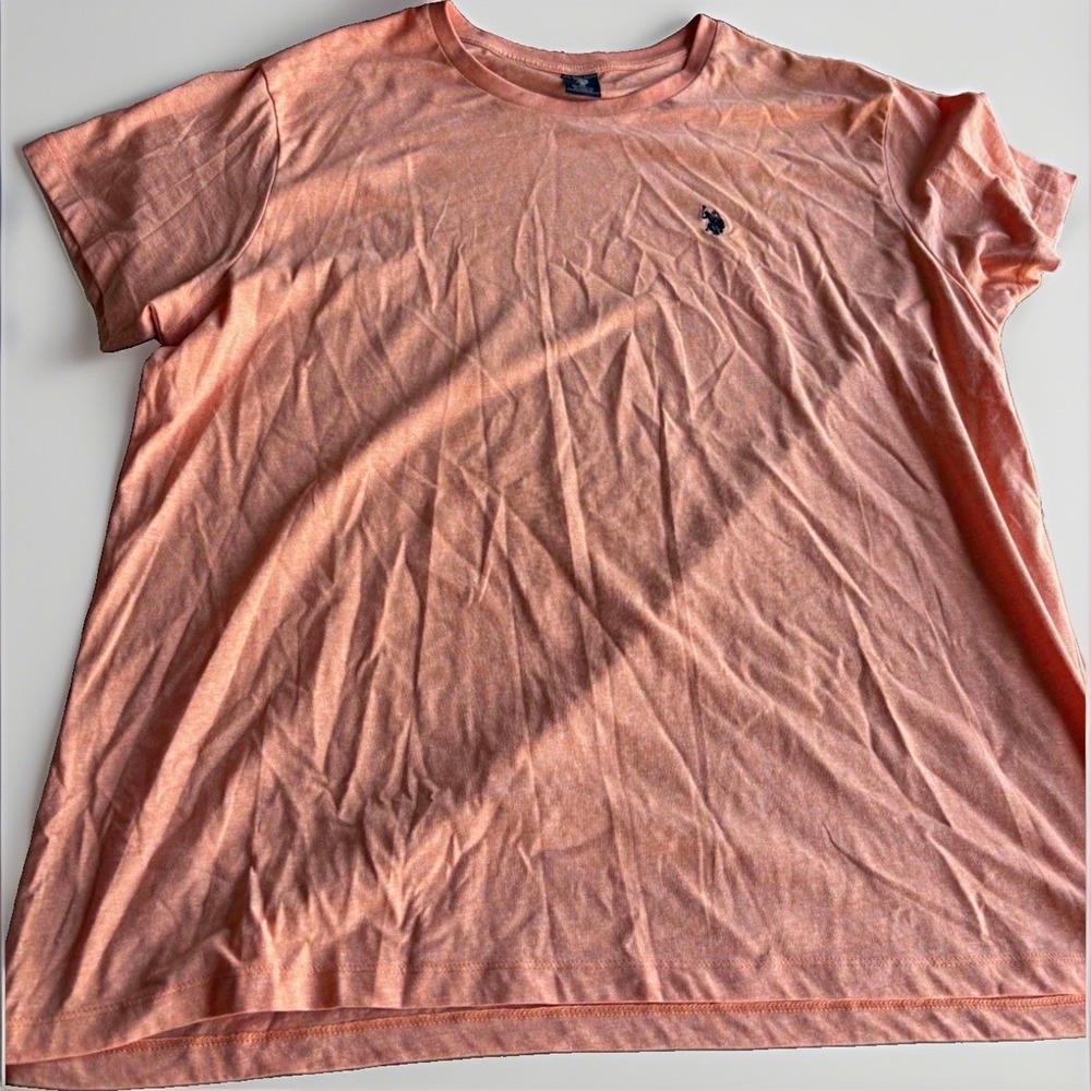 U.S. Polo Assn. Men’s XL Peach Solid Crew Neck Short Sleeve Logo Cotton Knit Tee